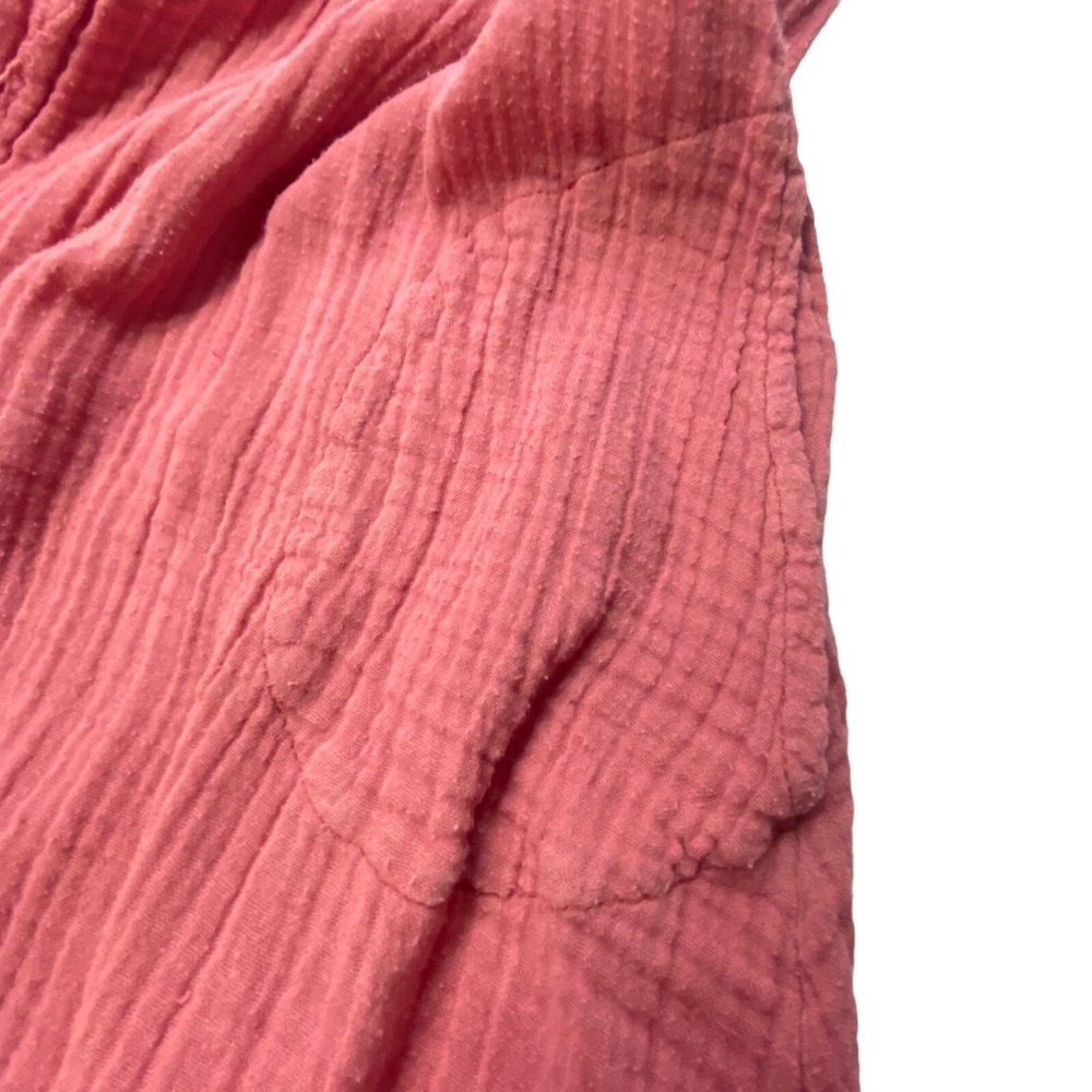 FREE PEOPLE Women Cotton Racerback Raw Edges Gauze Dress Sz M Pink Casual 68-19 - Picture 10 of 10